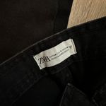 ZARA Mid Rise Black Straight Cargo Jeans With Slit Photo 1