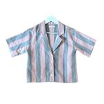 Madewell linenâspringy striped resort cropped blouse xxs Photo 2