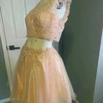 May Queen Couture Two Pieces Short Prom Dress With Precious Beads. Pink Size 8 Photo 7