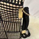 Loredana Vintage Bag Purse Italian Made Woven Gold Accents Straw & Black Photo 6