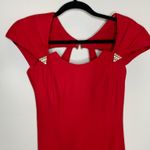Vintage 80s Red Sexy Cutouts Sheath Dress Sz 2 Rhinestone Details Photo 7