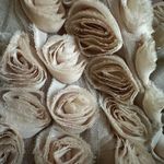 Cyrus Sweater Shrug Open Crop Cardigan Tan 3D Flower Rosettes Boho Indie Medium Photo 4