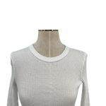 Enza Costa Scalloped Long Sleeve Crew Tee Shirt Top in White Size Small Photo 3