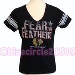 G-III Chicago Blackhawks 2015 Stanley Cup Playoffs NHL Fear the Feathers Short Sleeve V-Neck Top •Size Medium Photo 10