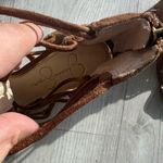 Jessica Simpson Becky Fringe T-strap Wedge sandals -Honey tan size 9 Photo 6