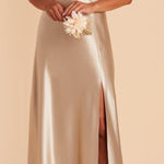 Birdy Grey  Monica Halter Satin Dress Neutral Champagne Photo 0