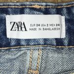 ZARA Women’s Distressed Thrashed Button-Fly Cut Off Medium Wash Denim Shorts Photo 6