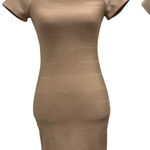 Forever 21  NWT Beige Off-Shoulder Bodycon Bandage Mini Dress Going Out Sz Small Photo 0