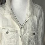 Jones New York 100 %Linen White Jean Jacket Casual Style Size 1X Photo 2