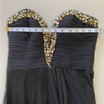 Betsy and Adam  Black Strapless Beaded Sweetheart Slit Formal Gown Prom Dress 12 Photo 8