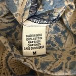 Dylan  Blue and Beige Floral Print Boho Peasant Blouse Size Medium Photo 3