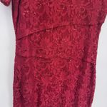 Perceptions Vintage  Tiered Dress Womens Large Red Lace Sequined Festive Holiday Photo 3