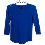 Willi Smith Women’s Blue Long Sleeve Top Size M | Button Shoulder Detail Photo 0