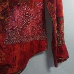 Chico's  Red Paisley Patchwork Boho Western Long Sleeve Button Up Blouse Size 1 Photo 4