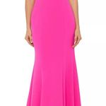 Betsy and Adam Bow-Back Hot Pink Evening Gown Photo 0