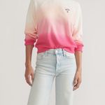 Marine layer NEW Dip Dye Pink Cream Sweatshirt Embroidered Palm Tree Sporty Prep Photo 0