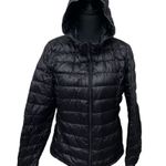 TNA Jacket Women Large Black Botanie Super Light Puffer Hooded Full Zip Packable Photo 0