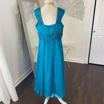 Janique Silk Teal Blue Ethereal Mermaid Beaded Silk Scarf Prom Formal Dress XL Size 16 Photo 1