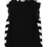 Kikit Vintage Vest Black & White Chevron Checkered Fuzzy Faux Fur Vest Medium Photo 0
