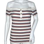 Aeropostale Shirt Junior XL White Pink Stripe Seriously Soft Off Shoulder Casual Photo 0