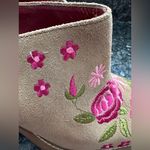 Vintage Riverstone Rosebuds Women’s Brown Leather Suede Western Clogs Y2K Size 9 Tan Photo 5