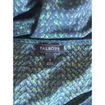 Talbots Talbot Green and Blue Patterned 3/4 Sleeve Dress Photo 4