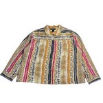 IOS XL Linen Snake Print Button Down Shirt Top Blouse Brown Photo 10