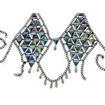 Dolls Kill RAVE WONDERLAND  Iridescent Gem Jewelry Crop Top Crystal Chain Bra Photo 11