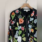 Boston Proper  Black Floral Embroidered Mesh Bomber Jacket size Small Photo 1