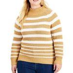 Style & Co Womens Sweater Pullover Mock Neck Chunky Knit Striped Beige White 2X Photo 0