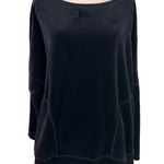 Boston Proper  Sport Black Scoop Neck Velour Sweatshirt Shirt Size Medium Photo 0