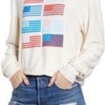 Wildfox  Pop Americana Flag Print Sweatshirt Size Medium NWT Photo 0