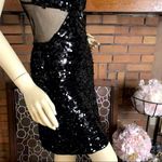 BCBGMAXAZRIA  BLACK SEQUIN & MESH EXPOSED BACK BODY CON COCKTAIL DRESS NWT (M) Photo 8