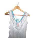 Cupshe Swim Coverup Dress Boho Crochet Pom Pom Fringe Tassel White One Size Photo 5