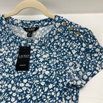 Lauren Ralph Lauren Womens Floral Stretch Jersey Tee Dress Blue White Medium NEW Photo 4