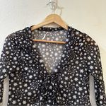 Free People Marne Star Print Sheer Mesh Tie Front Coquette Blouse Top Size S Photo 2