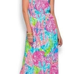 Lilly Pulitzer Tria Maxi Lets Cha Cha Dress Holy Grail Sz XS Beachy Coatal pink Photo 0