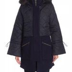 Joie  Coat Small Hetal Coat Winter Faux Fur Wool Blend Removable Vest Navy NWT Photo 0