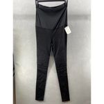 Preggo Leggings Small Postpartum Black Textured Belly Panel Knee Details Photo 4