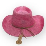Anthropologie new  [by C.C.] 𒀭 Sparkle Straw Cowboy Hat 𒀭 Medium Pink 𒀭UPF 50+ Photo 7