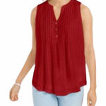 Charter Club  Sleeveless Button‎ Blouse Barn Red XS Photo 0