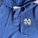 Dry Goods Colony  Notre‎ Dame Large Blue Henley Knit Hooded Sweater Lightweight Photo 2
