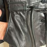 Vtg winlit ladies Y2K black leather jacket cinch waist size small retro Photo 9