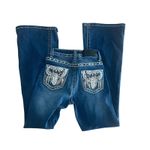 Rodeo Blessed Bootcut Flare Western Jeans Womens Sz 1 Y2K Thick Embroidery Blue Photo 1
