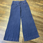 Elevenses Anthropologie  100% Linen Pants Blue Womens Size 4 Wide Leg Trousers Photo 0