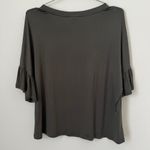 BP NWT Dark Olive / Gray Ruffle Short Sleeve Top Blouse Size S Photo 1