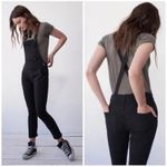 Free People Century Overalls Eclipse Black Bib Skinny Jean Denim Stretch Size 26 Photo 2