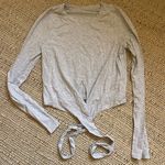 Lululemon Time to Restore Tie Long Sleeve Crop Top Heather ed Ultra Light Grey Photo 4