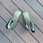 ZARA women’s leather booties boots square toe, mid heel green Sz 39 Photo 6