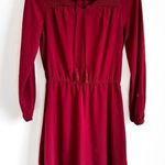 Bass Flowy Long Sleeve Blouson Mini Dress Crimson Burgundy sz XS Red Photo 0